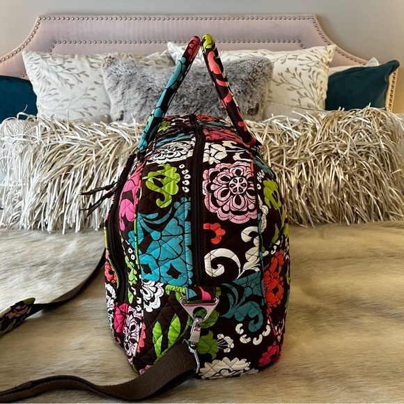 VERA BRADLEY Lola Weekender Trolly Sleeve Travel Bag Carry On Brown Orange 2012 - Picture 6 of 14